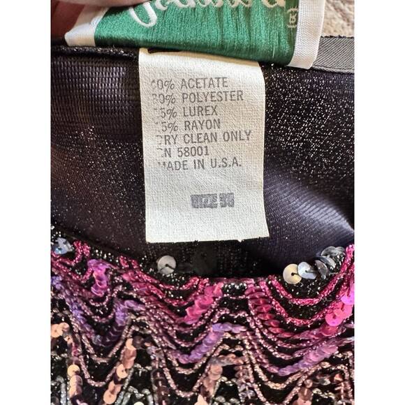 VTG Joanna Blouse Rainbow Sequin Shimmer Crop Top Festival retro Disco 70s 80s - Picture 5 of 5